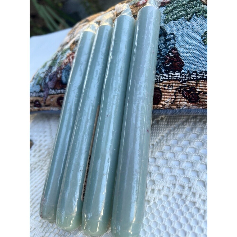 1990s Vintage Light Blue Taper Candles Set of 4 8 Inch